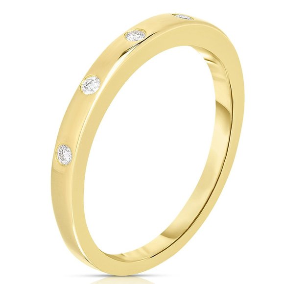 Inlay Diamond Ring In 14k Gold - Picture 2 of 7